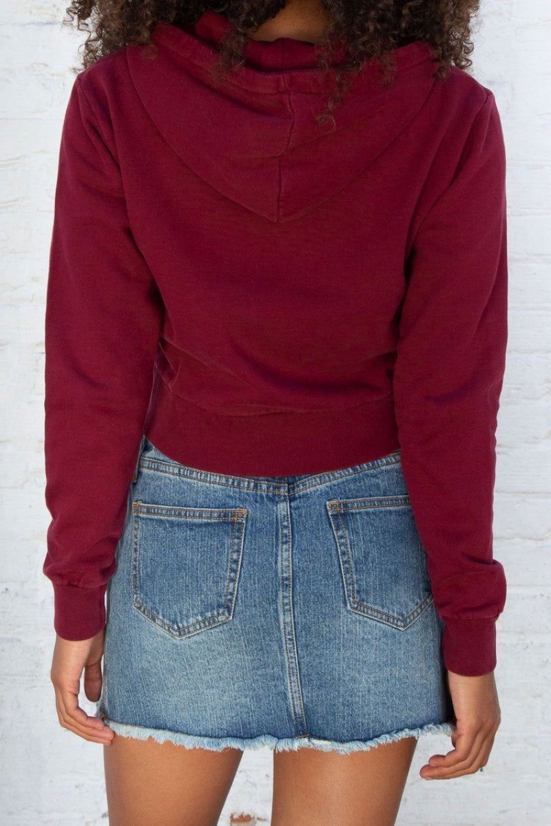 Sweat a Capuche Brandy Melville Crystal Bordeaux | QEX-88323594